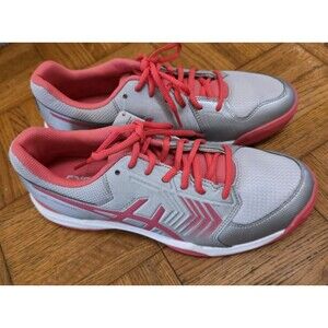 NWT ASICS Gel-Dedicate Running Shoes Sneakers Silver Pink Size 10.5 Womens